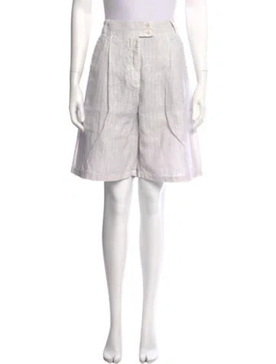 Pre-owned 120% Lino Linen Knee-length Shorts In White