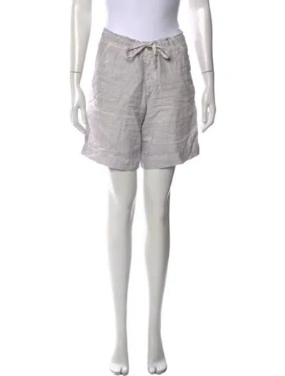 Pre-owned 120% Lino Linen Knee-length Shorts In White