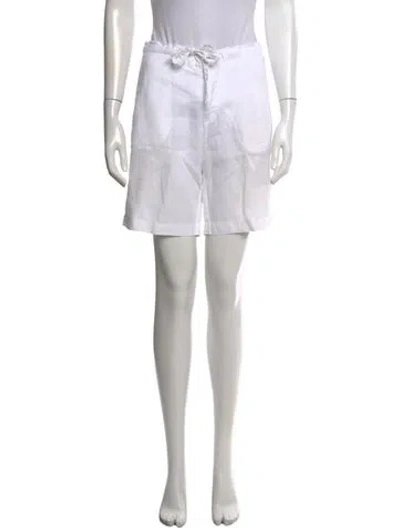 Pre-owned 120% Lino Linen Knee-length Shorts In White