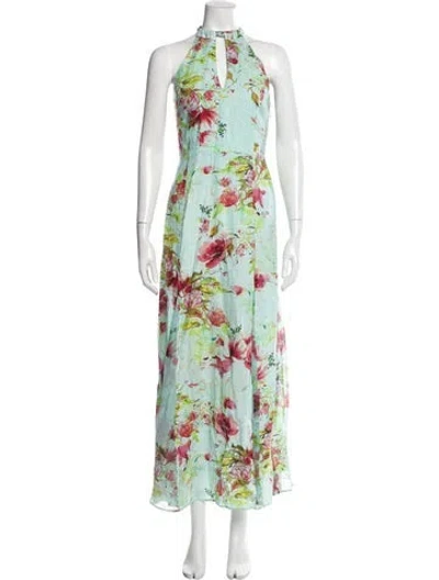 Pre-owned 120% Lino Linen Long Dress In Blue