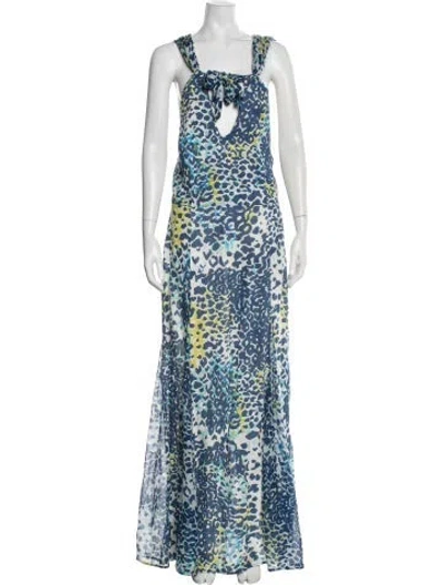 Pre-owned 120% Lino Linen Long Dress In Blue