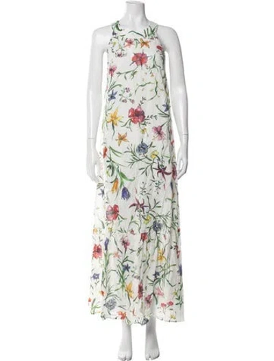 Pre-owned 120% Lino Linen Long Dress In Neutral