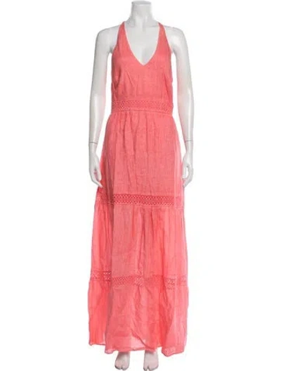 Pre-owned 120% Lino Linen Long Dress W/ Tags In Pink