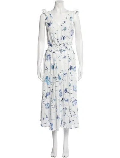 Pre-owned 120% Lino Linen Long Dress In White