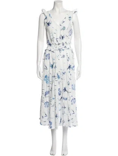 Pre-owned 120% Lino Linen Long Dress In White