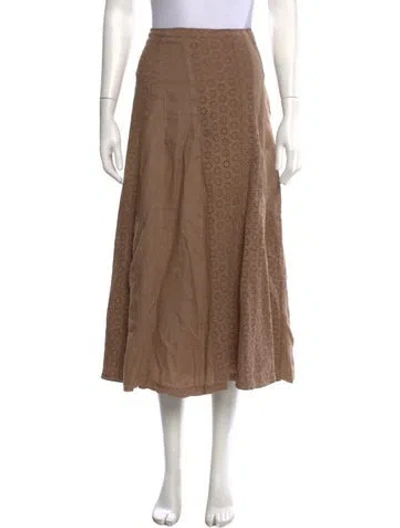 Pre-owned 120% Lino Linen Long Skirt In Brown