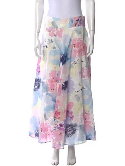 Pre-owned 120% Lino Linen Long Skirt In Pink