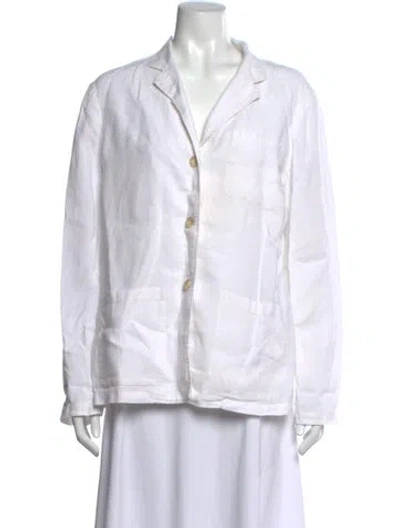 Pre-owned 120% Lino Linen Long Sleeve Button-up Top In Neutrals
