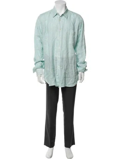 Pre-owned 120% Lino Linen Long Sleeve Dress Shirt In Multi