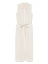 120% Lino Dress Woman In Beige Linen