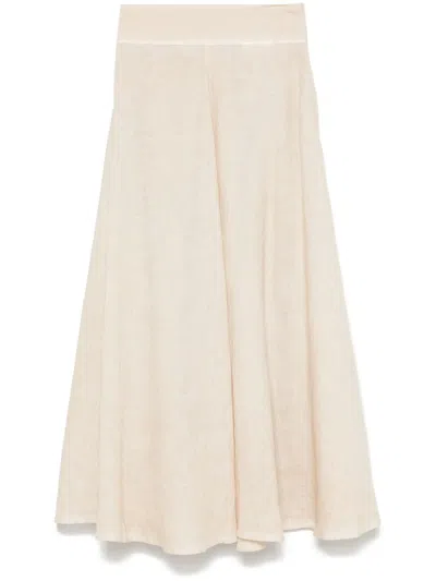 120% Lino Fluted Linen Midi Skirt In Neutrals