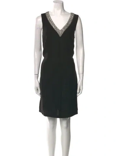 Pre-owned 120% Lino Linen Mini Dress In Black