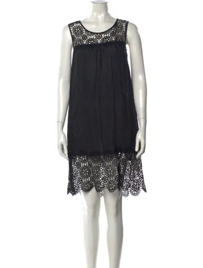 Pre-owned 120% Lino Linen Mini Dress In Black