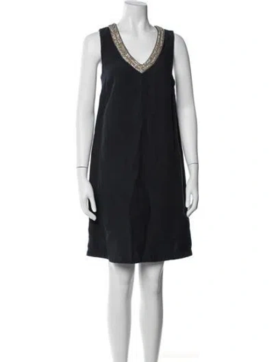 Pre-owned 120% Lino Linen Mini Dress In Black