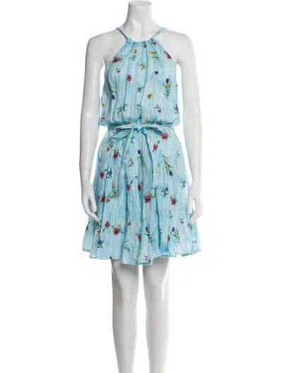 Pre-owned 120% Lino Linen Mini Dress In Blue