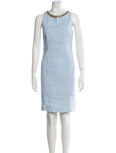 Pre-owned 120% Lino Linen Mini Dress In Blue