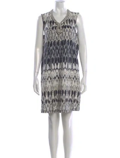 Pre-owned 120% Lino Linen Mini Dress In Gray