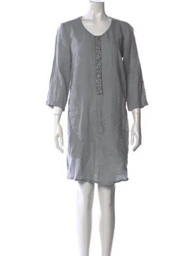Pre-owned 120% Lino Linen Mini Dress In Gray