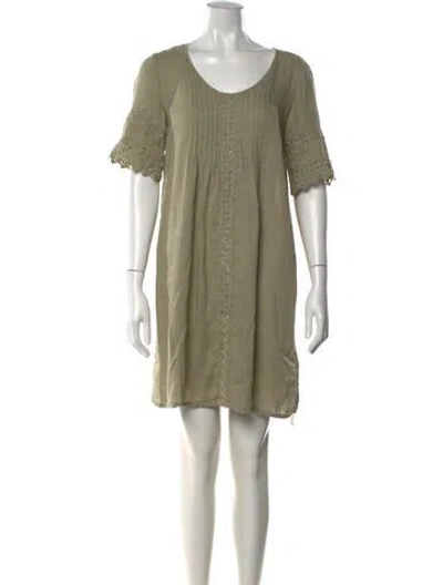 Pre-owned 120% Lino Linen Mini Dress In Green