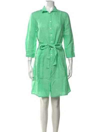 Pre-owned 120% Lino Linen Mini Dress In Green