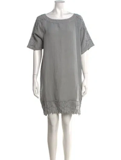 Pre-owned 120% Lino Linen Mini Dress In Grey