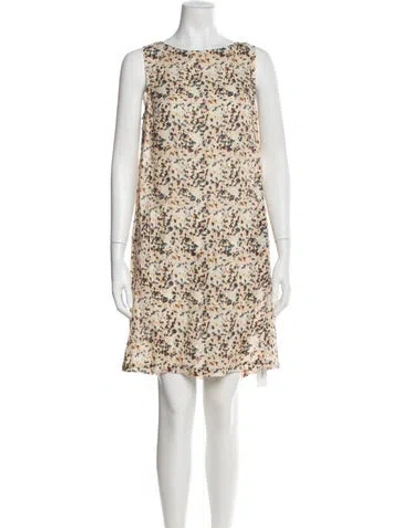 Pre-owned 120% Lino Linen Mini Dress In Neutral
