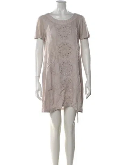 Pre-owned 120% Lino Linen Mini Dress In Neutral