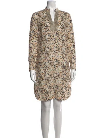 Pre-owned 120% Lino Linen Mini Dress In Neutral