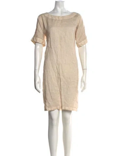 Pre-owned 120% Lino Linen Mini Dress In Neutral