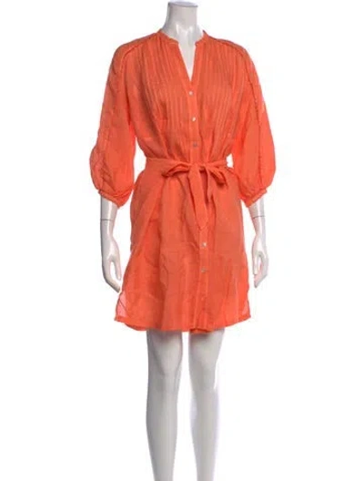 Pre-owned 120% Lino Linen Mini Dress In Orange