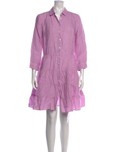 Pre-owned 120% Lino Linen Mini Dress In Pink