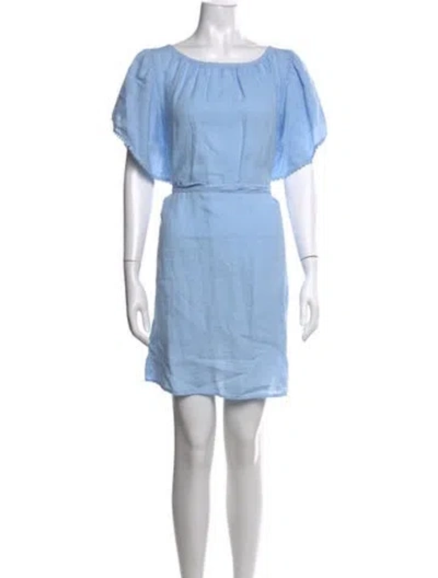 Pre-owned 120% Lino Linen Mini Dress W/ Tags In Blue