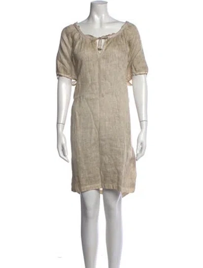 Pre-owned 120% Lino Linen Mini Dress W/ Tags In Neutrals