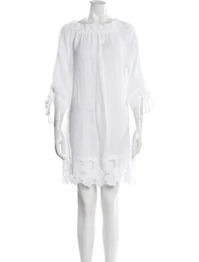 Pre-owned 120% Lino Linen Mini Dress In White