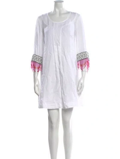 Pre-owned 120% Lino Linen Mini Dress In White