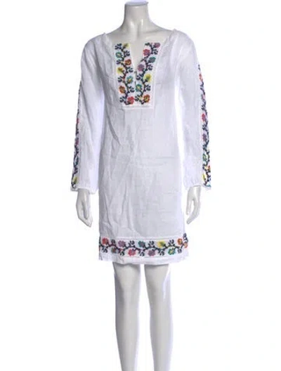 Pre-owned 120% Lino Linen Mini Dress In White