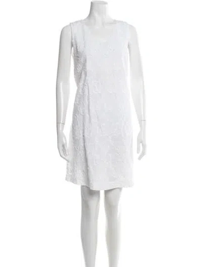 Pre-owned 120% Lino Linen Mini Dress In White