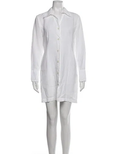 Pre-owned 120% Lino Linen Mini Dress In White