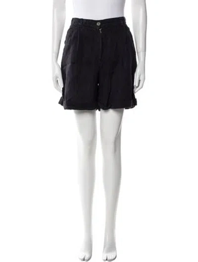 Pre-owned 120% Lino Linen Mini Shorts In Black