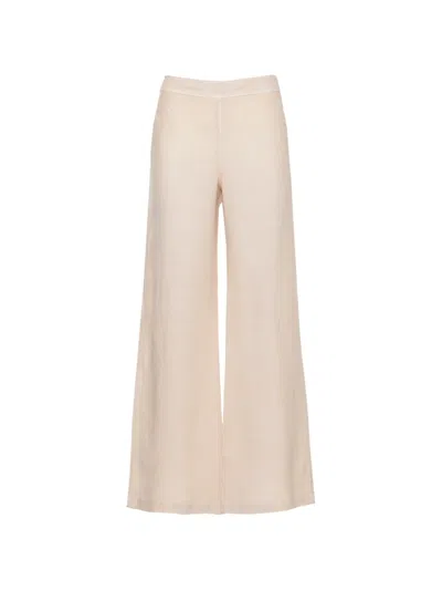 120% Lino Linen Palazzo Pants In Neutral