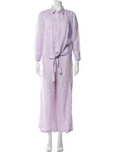 Pre-owned 120% Lino Linen Pant Set In Purple