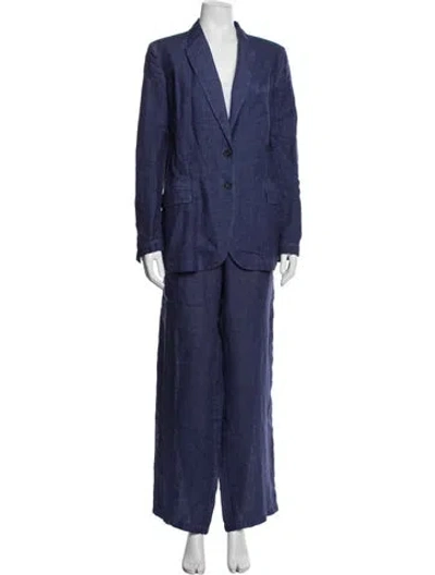 Pre-owned 120% Lino Linen Pant Set W/ Tags In Blue