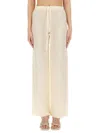 120% Lino Relaxed Wide-leg Linen Pants With Drawstring Waist In Ivory