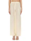 120% Lino Relaxed Wide-leg Linen Pants With Drawstring Waist In Ivory