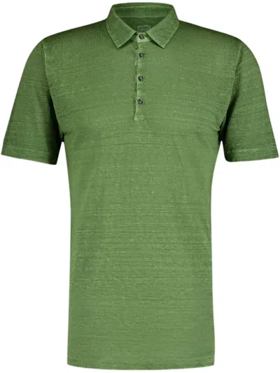 120% Lino Linen Polo Shirt In Green
