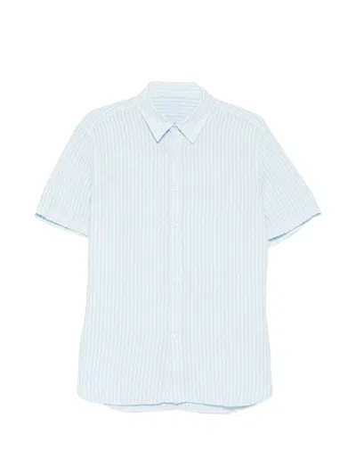 120% Lino Linen Relaxed Fit Shirt In Blue