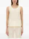 120% Lino Powder Linen Tops In White