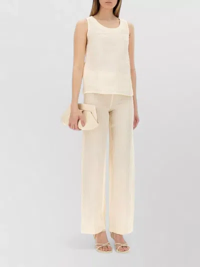 120% Lino Linen Scoop Neck Sleeveless Top In Multi