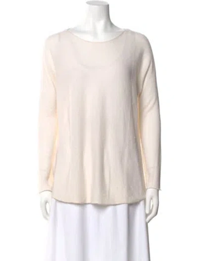 Pre-owned 120% Lino Linen Scoop Neck Sweater In Neutral