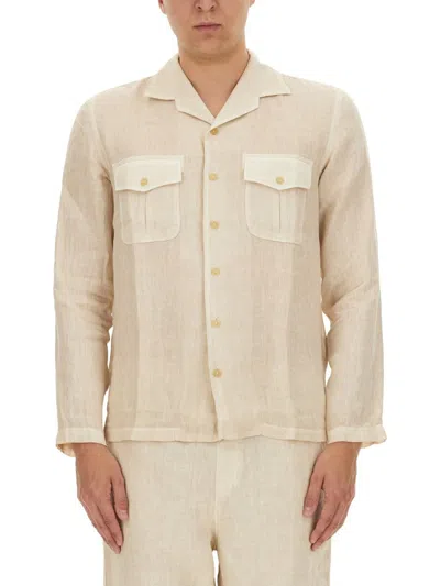 120% Lino Linen Shirt In Beige